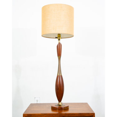 Mid Century Modern Lamp Table Light lighting Sculpted Walnut Brass Modeline Tall