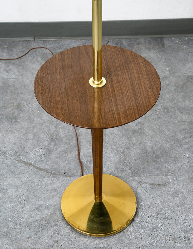 Mid Century Modern Floor Lamp Side Table Brass Round Built Side Table Lighting - Image 3
