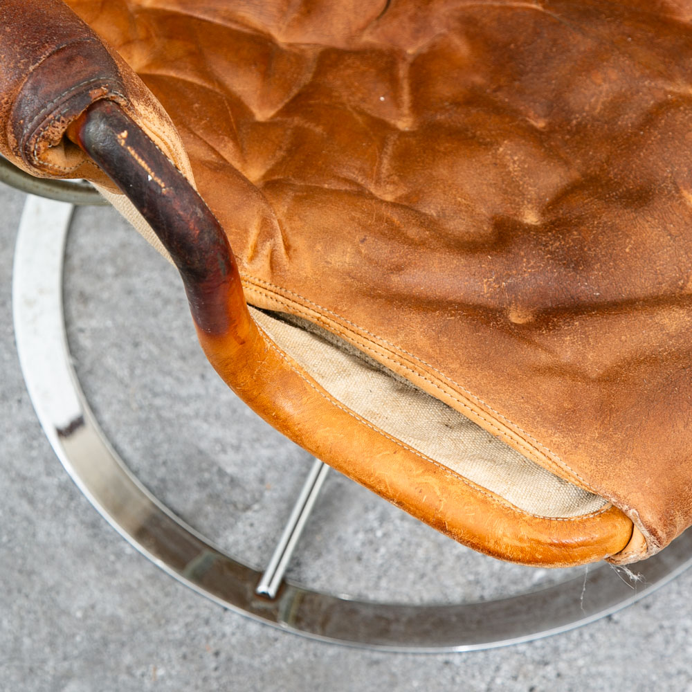 Mid Century Danish Modern Lounge Chair Dux Bruno Mathsson Jetson Brown Leather - Image 8