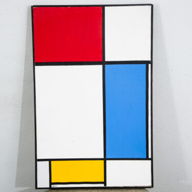 Mid Century Modern Painting Art Abstract Expressionism Red White Yellow Blue Mcm