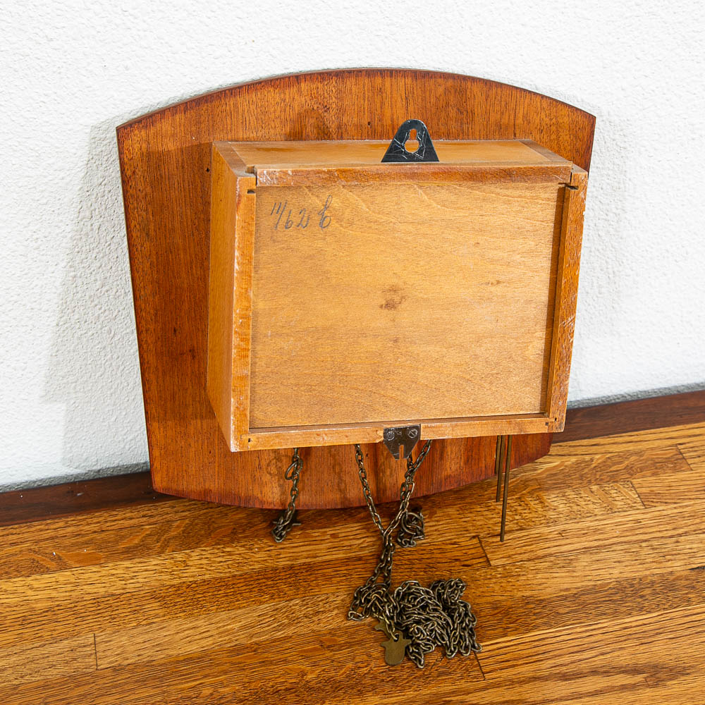 Mid Century Modern Wall Clock Teak Pendulum Weights Brixon Denmark Chime - Image 6