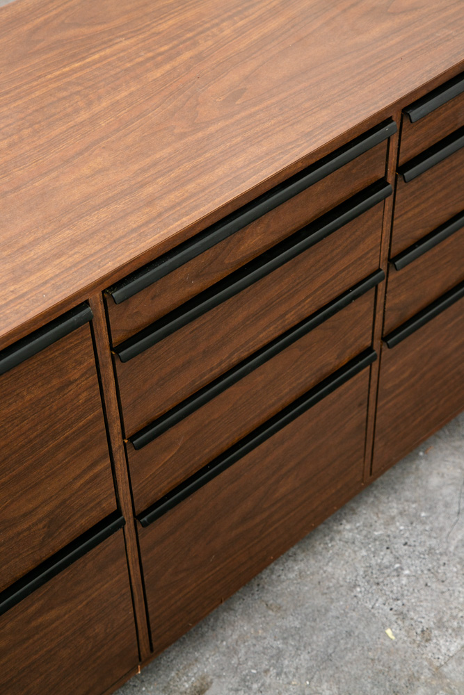 Mid Century Modern Credenza Office Sideboard Black Laminate Cabinet 12 Drawer - Image 11