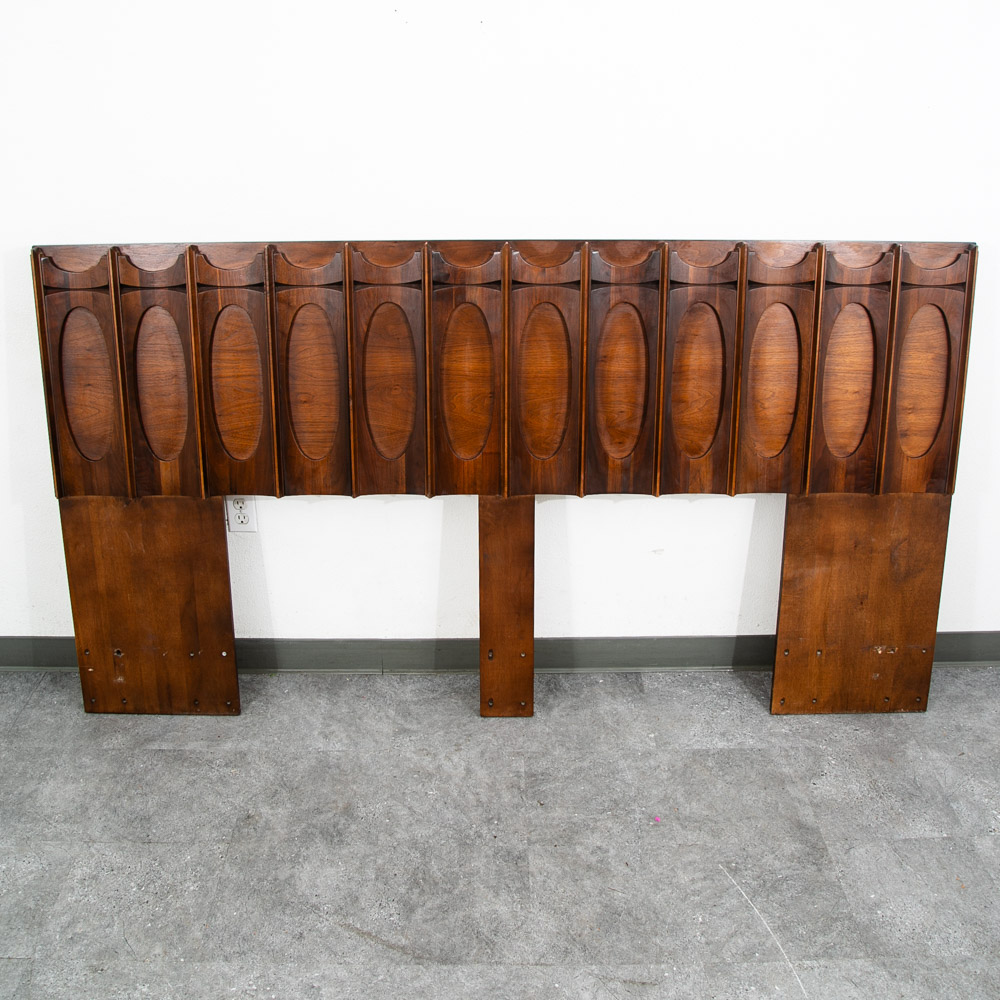 Mid Century Modern Headboard Bed Frame Tobago King Size 80" Brutalist Broyhill - Image 2
