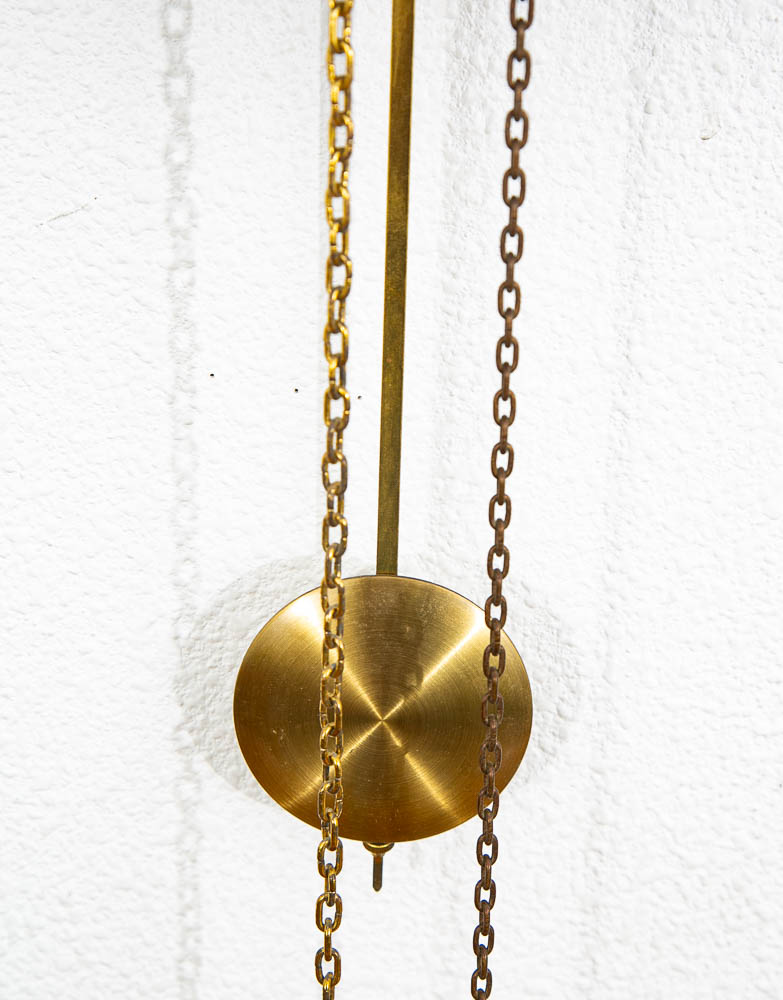 Mid Century Modern Wall Clock Rosewood Pendulum Weights Hanging Junghans Chime - Image 4