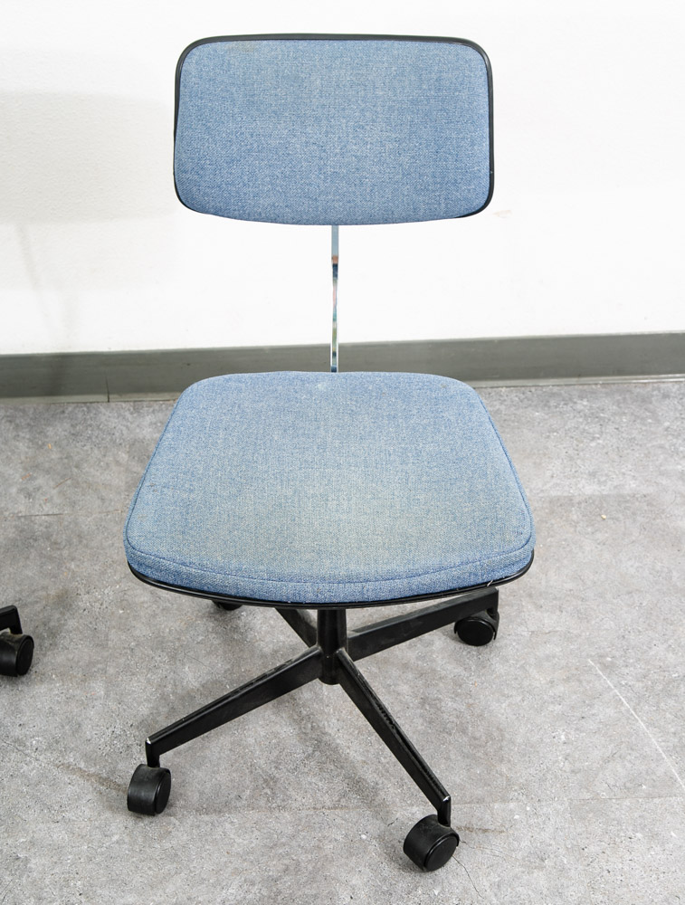 Mid Century Modern Office Chair Pair Task Swivel Work Blue Rasmussen Labofa Two - Image 8