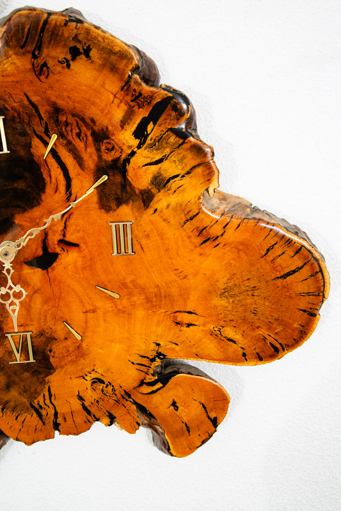 Mid Century Modern Clock Wood Burl Wall Brass Gold Danish Vintag Mcm - Image 8