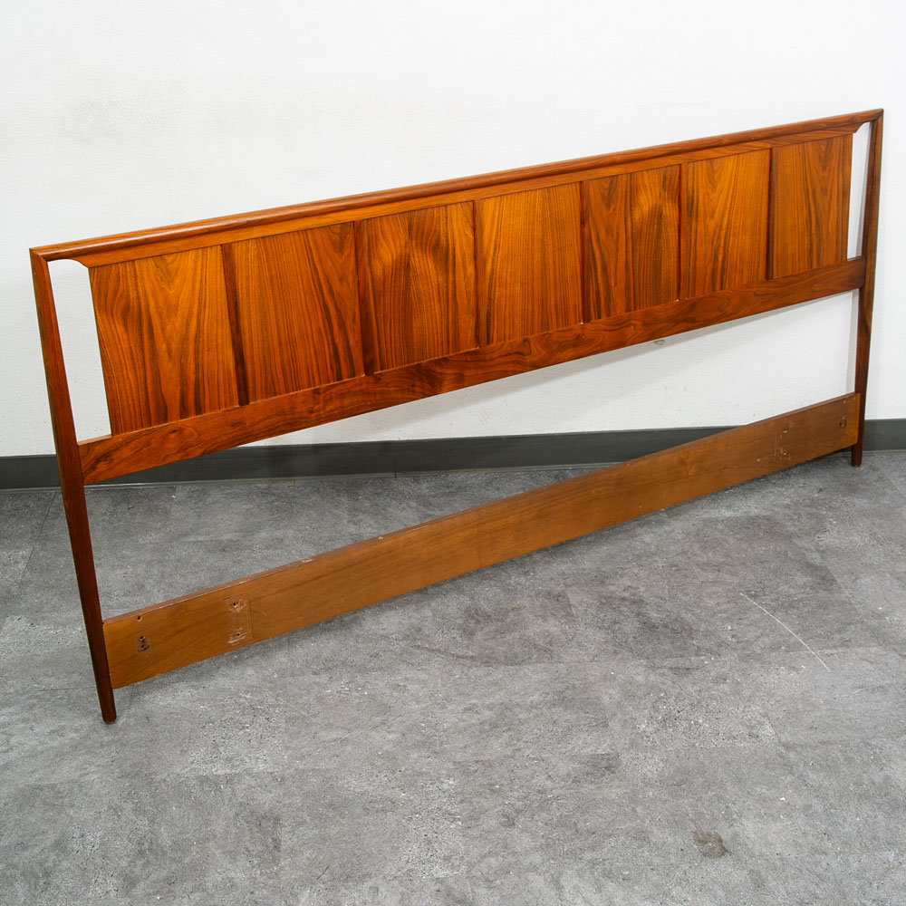 Mid Century Modern Headboard Bed Frame King Size Solid Walnut Wood Vintage Mcm - Image 4
