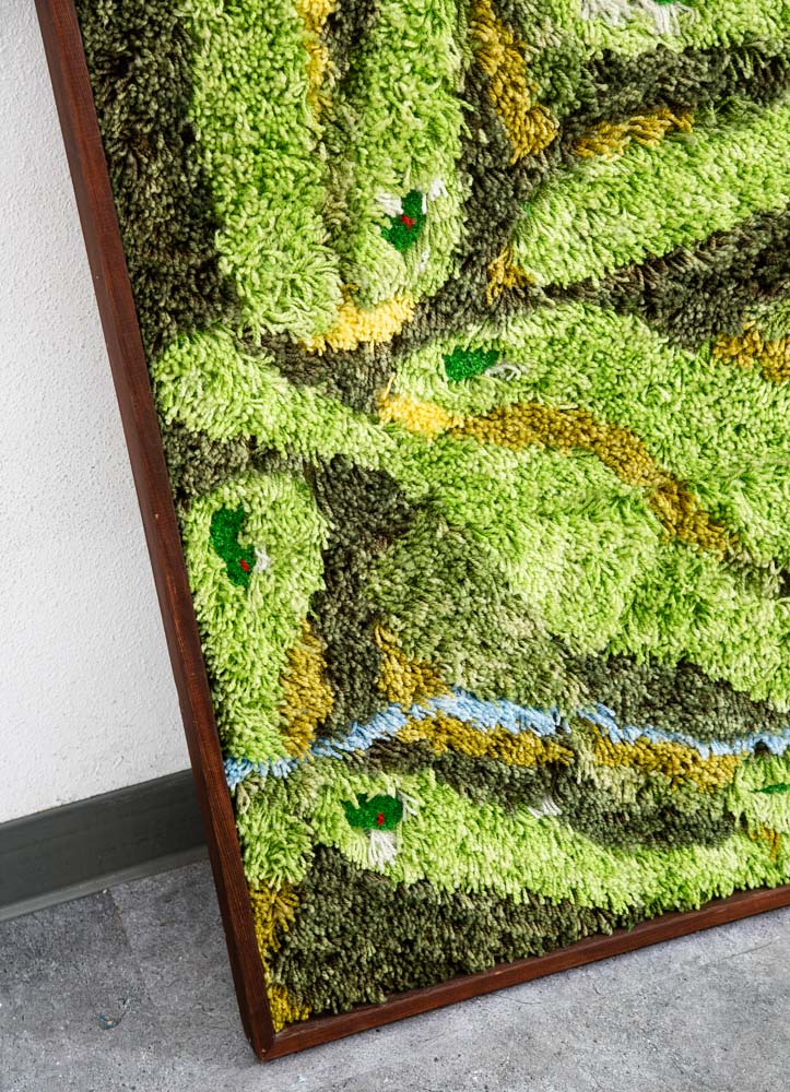 Mid Century Modern Tapestry Wall Hanging Rug Abstract Golf Course Links Shag 5x4 - Image 4