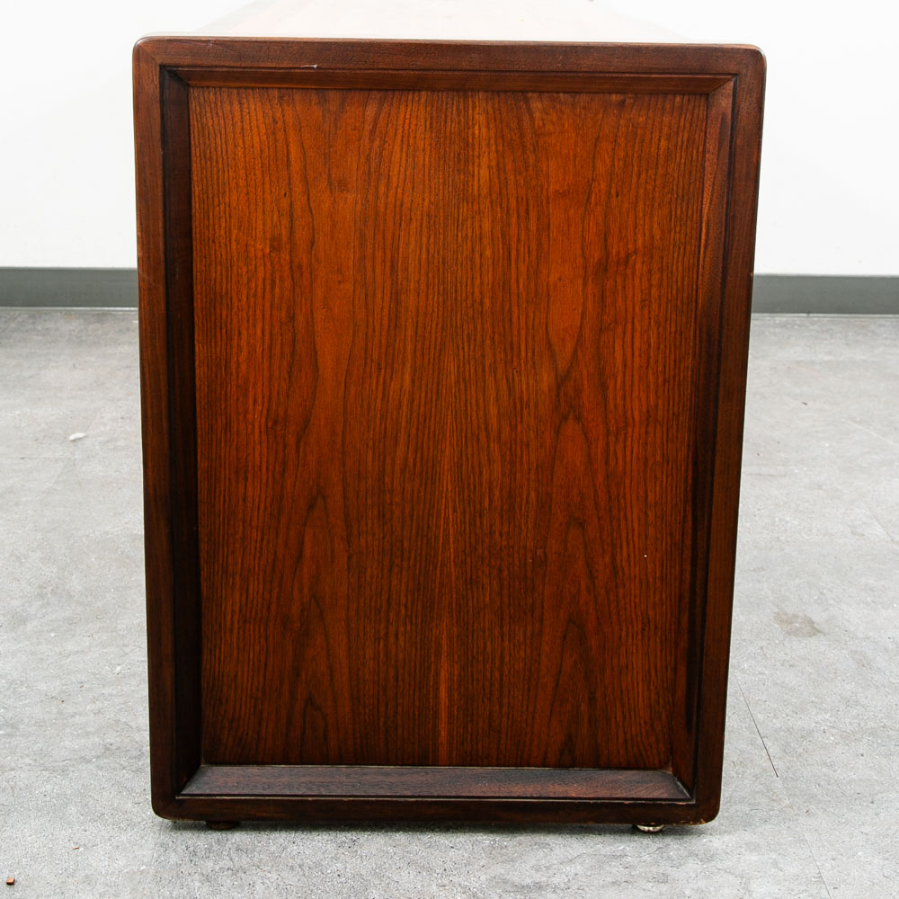 Mid Century Modern Credenza Oak Walnut 5 Drawer Wood Oak File Doors Vintage - Image 3