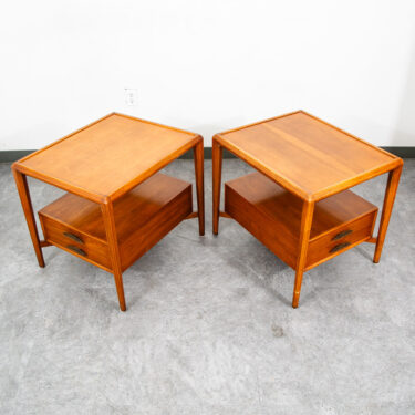 Mid Century Modern Nightstand Set Walnut Drawer End Heritage 1961 Two Side Table