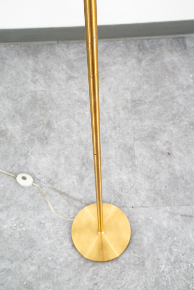 Mid Century Modern Floor Lamp Set Light Gold Brass 3 Light Atomic Vintage Round - Image 10