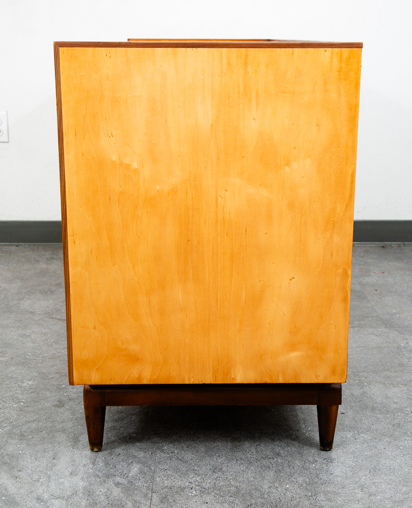 Mid Century Modern Dresser Credenza Birch Walnut Drawer Italian End Set 2 Blonde - Image 4