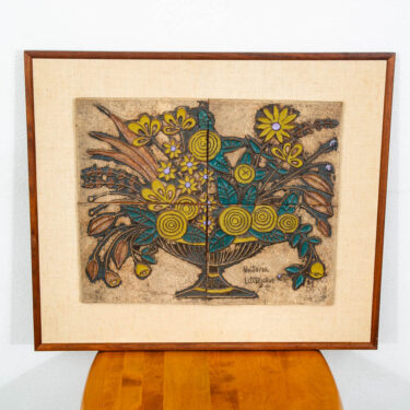 Mid Century Modern Wall Art Ceramic Flowers Studio Plaque Victoria Littlejohn