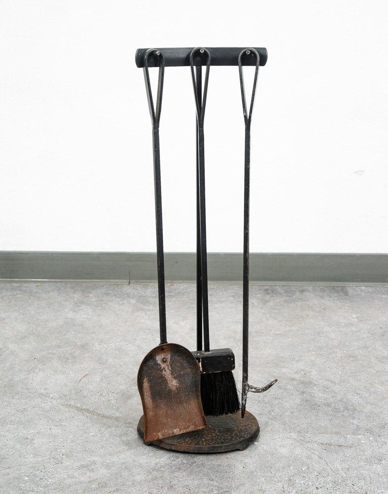 Mid Century Modern Fireplace Tool Modernist Cast Iron Black Mcm Vintage Wood - Image 5