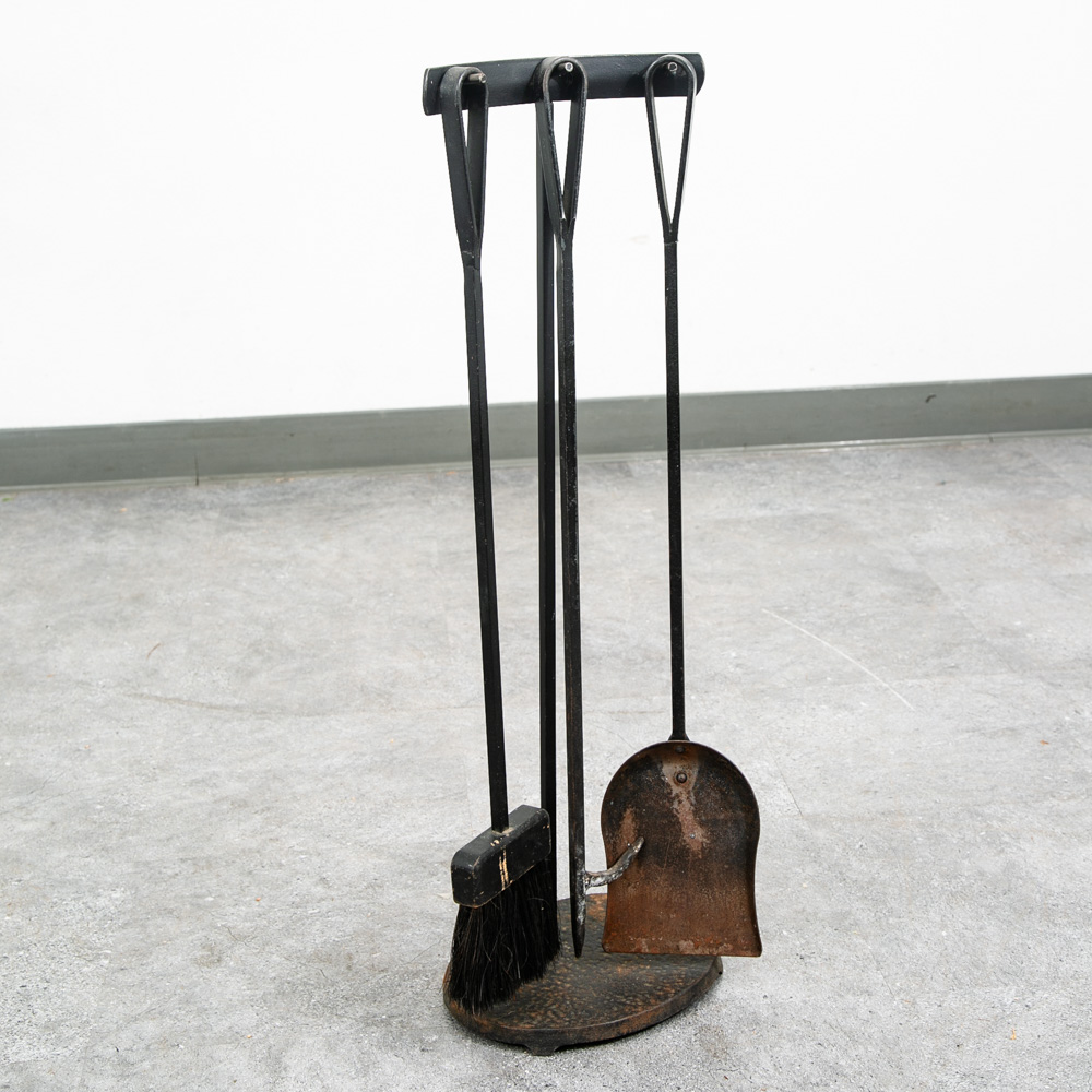 Mid Century Modern Fireplace Tool Modernist Cast Iron Black Mcm Vintage Wood