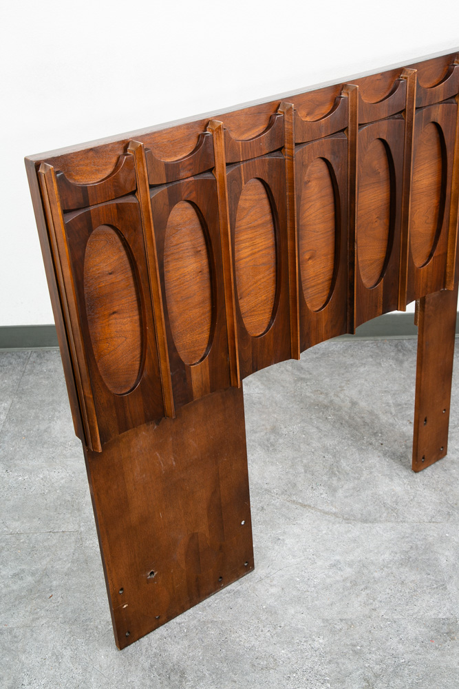 Mid Century Modern Headboard Bed Frame Tobago King Size 80" Brutalist Broyhill - Image 7