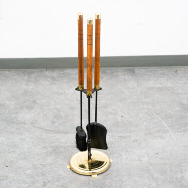 Mid Century Modern Fireplace Tools Wood Brass Brass Pilgrim Seymour Nelson Mcm
