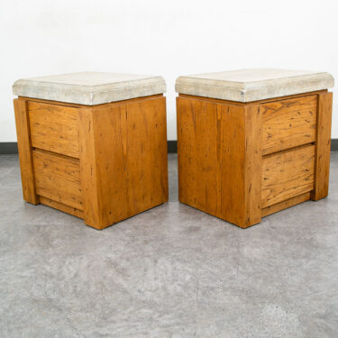 Mid Century Modern Nightstand End Side Table Custom Stone Grey Top 1980 Drawers