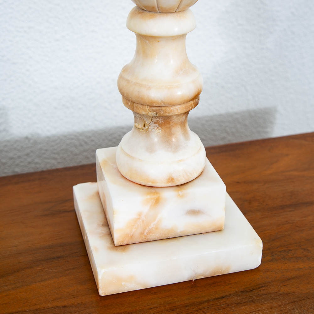 Mid Century Modern Table Lamp Set Pair Italian Alabaster Marble White Working - Image 4