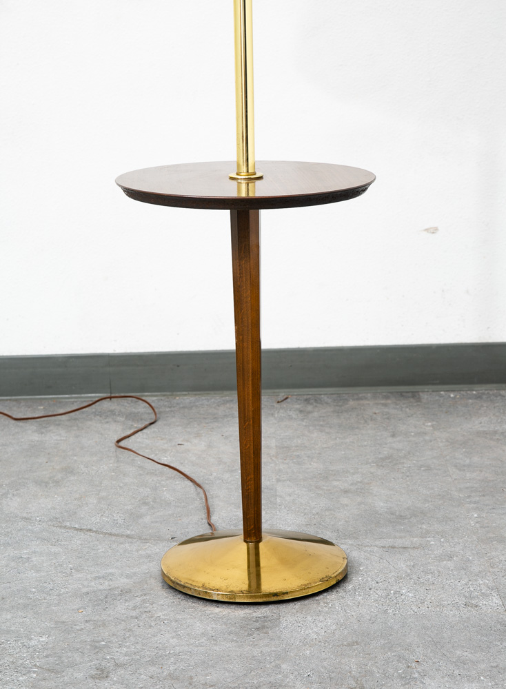 Mid Century Modern Floor Lamp Side Table Brass Round Built Side Table Lighting - Image 7