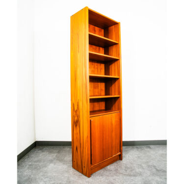 Mid Century Danish Modern Bookshelf Cabinet Teak Shelves Cabinet Doors Wood Mcm