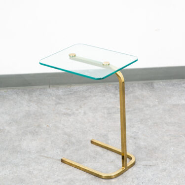 Mid Century Modern Side Table Glass Brass End nightstand Compact Small Vintage