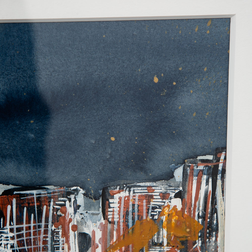 Mid Century Modern Danish Painting Art Abstract landscape Frame Cityscape Mcm - Image 9