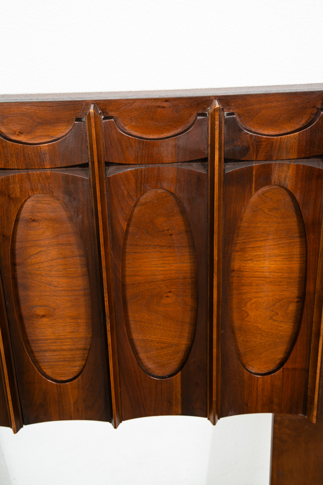 Mid Century Modern Headboard Bed Frame Tobago King Size 80" Brutalist Broyhill - Image 12