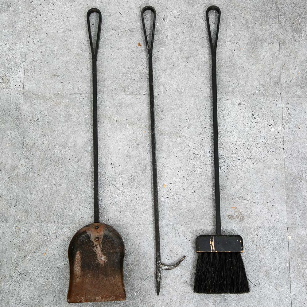 Mid Century Modern Fireplace Tool Modernist Cast Iron Black Mcm Vintage Wood - Image 3