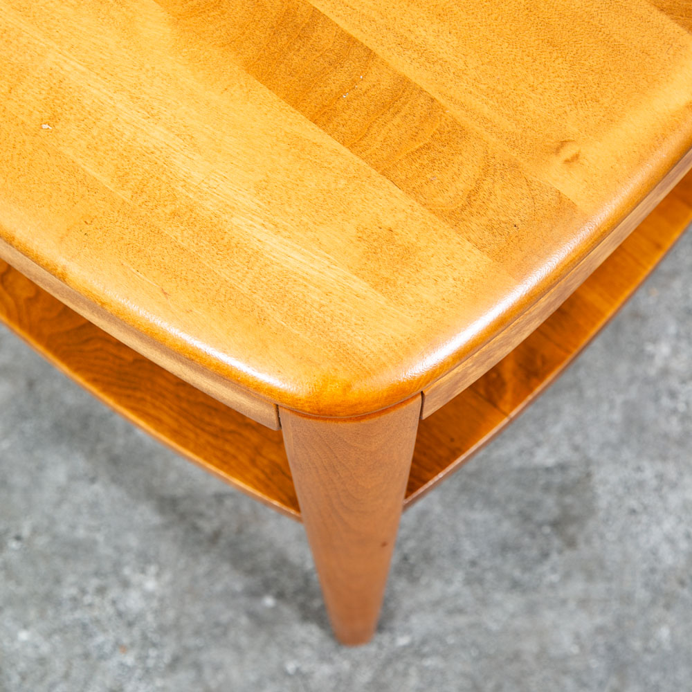Mid Century Modern Side Table Heywood Wakefield Blonde Wood Birch Square Shelf - Image 7