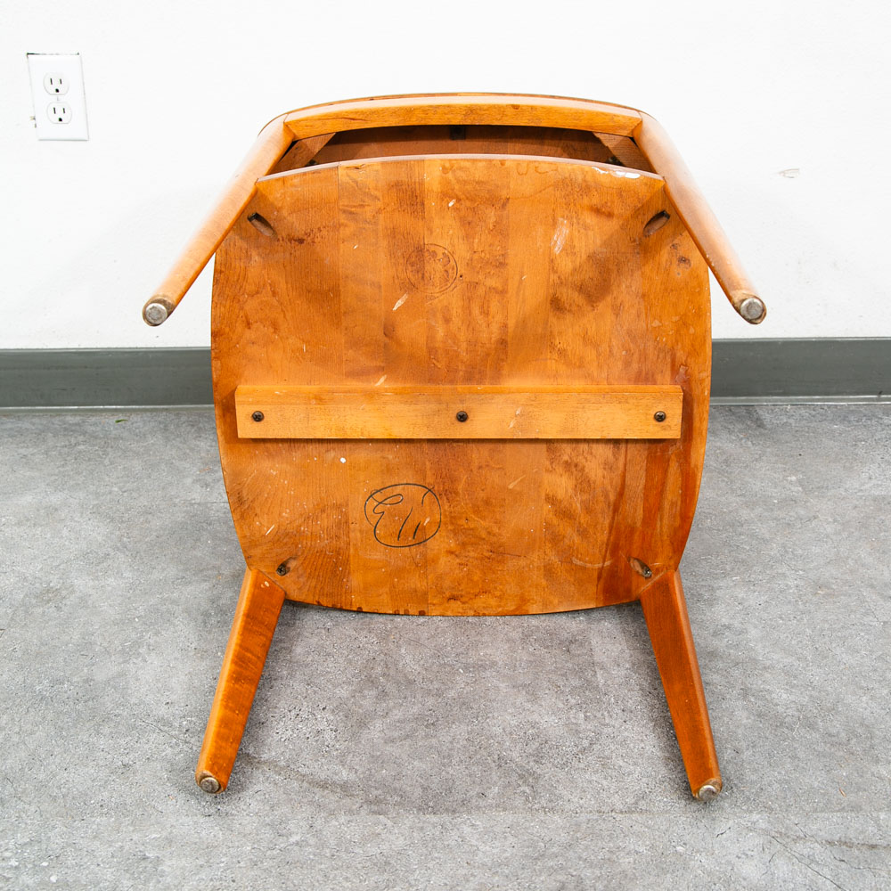 Mid Century Modern Side Table Heywood Wakefield Blonde Wood Birch Square Shelf - Image 9