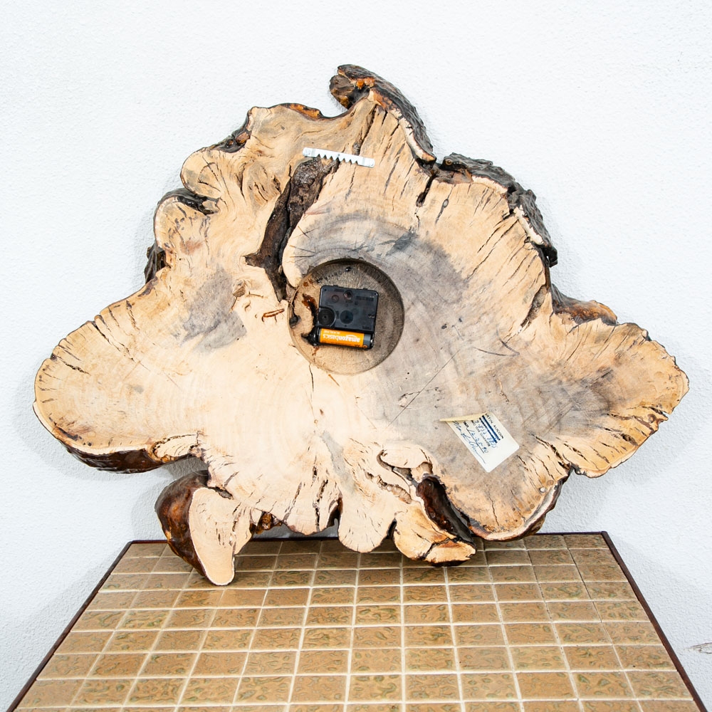 Mid Century Modern Clock Wood Burl Wall Brass Gold Danish Vintag Mcm - Image 6