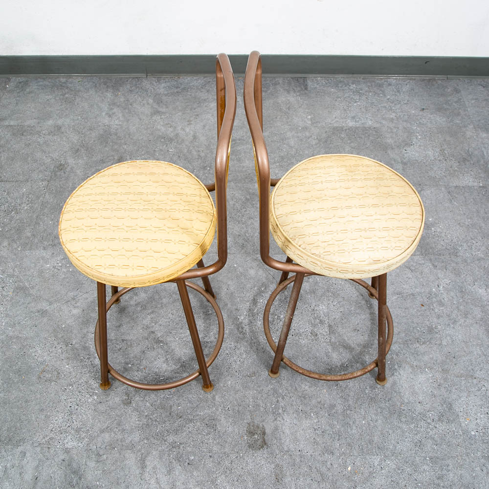Mid Century Modern Bar Stools Set 2 Brown Swivel Wood American Vintage Tan Mcm - Image 6