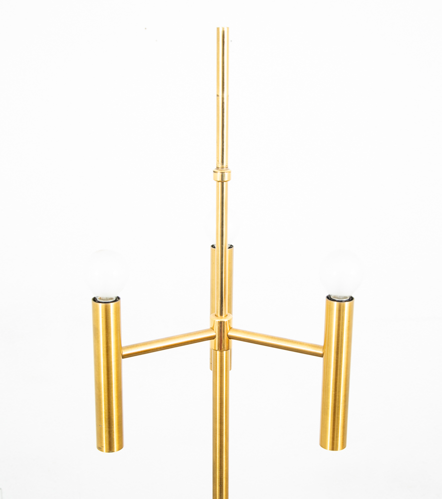 Mid Century Modern Floor Lamp Set Light Gold Brass 3 Light Atomic Vintage Round - Image 8