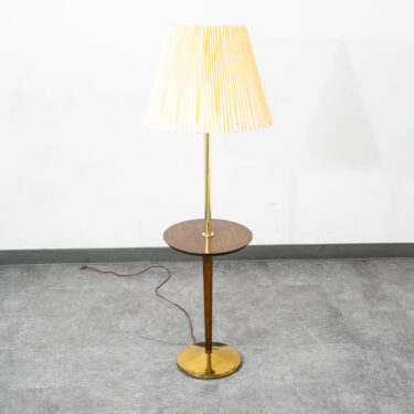 Mid Century Modern Floor Lamp Side Table Brass Round Built Side Table Lighting