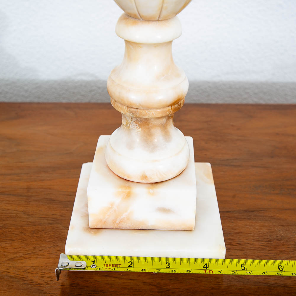 Mid Century Modern Table Lamp Set Pair Italian Alabaster Marble White Working - Image 8