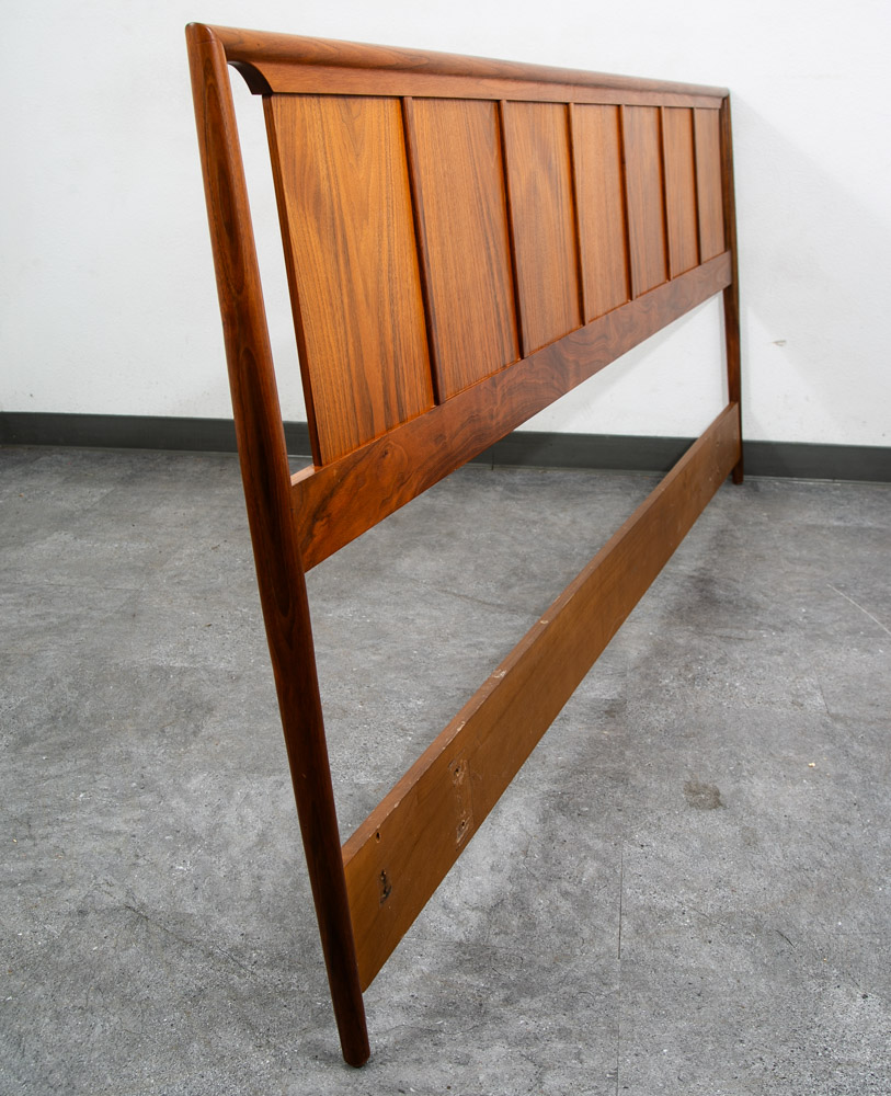 Mid Century Modern Headboard Bed Frame King Size Solid Walnut Wood Vintage Mcm - Image 5