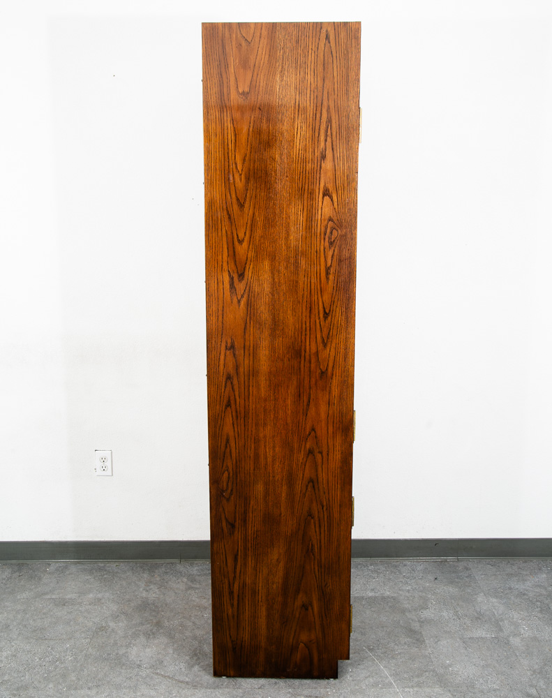 Mid Century Modern Armoire Compact Cabinet Scene One Henredon Campaign Dark Wood - Image 3