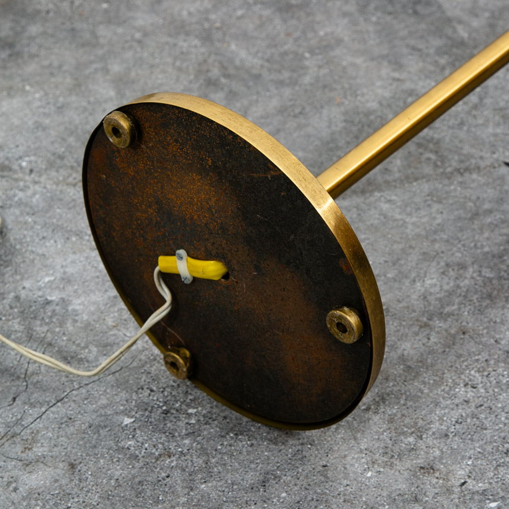 Mid Century Modern Floor Lamp Set Light Gold Brass 3 Light Atomic Vintage Round - Image 6