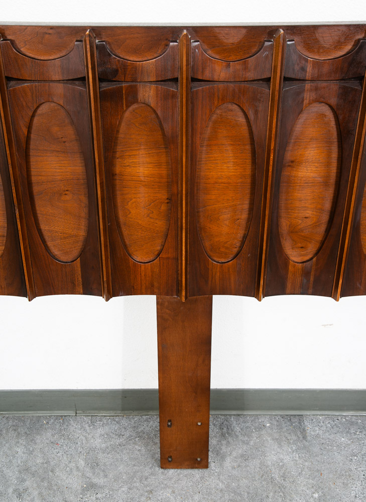 Mid Century Modern Headboard Bed Frame Tobago King Size 80" Brutalist Broyhill - Image 6