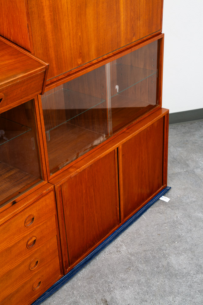 Mid Century Danish Modern Wall Unit 4 bay Teak HG Hansen Guldborg Modular Desk - Image 6