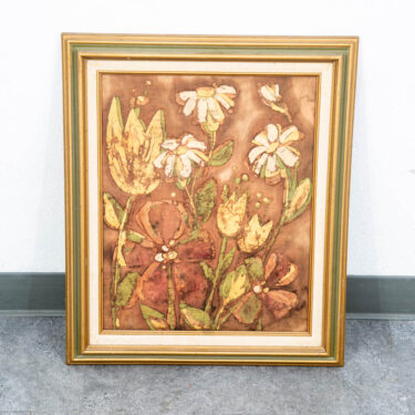 Mid Century Modern Tapestry Floral Batik Fabric Original Art Lenea Flowers Mcm