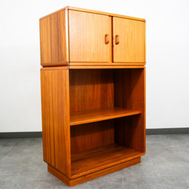 Mid Century Danish Modern Bookshelf Cabinet Teak Shelves Doors Mcm Shelf 2 pc