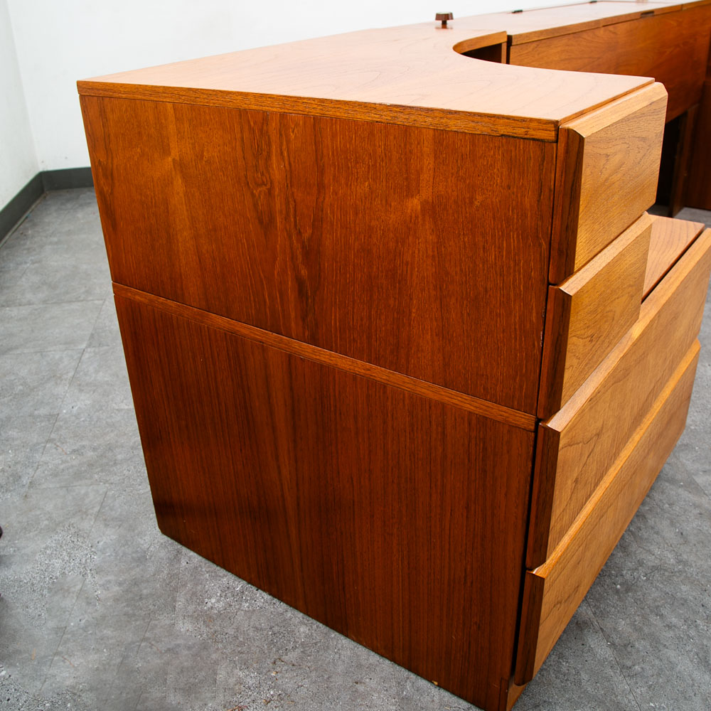 Mid Century Danish Modern Headboard Bed Frame Scova Teak nighstands Queen Mint - Image 5