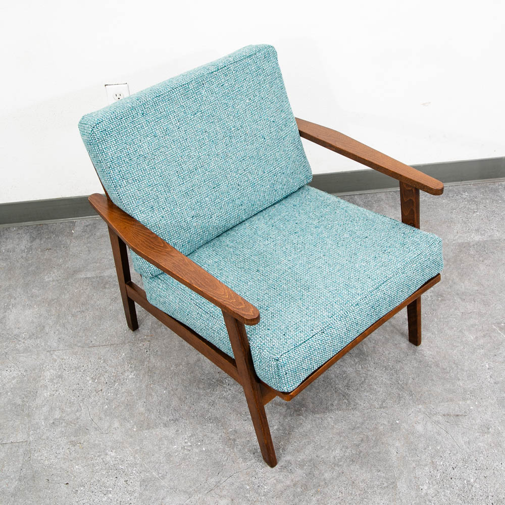Mid Century Danish Modern Lounge Chair Armchair Blue Aqua Arms Mcm Denmark Japan