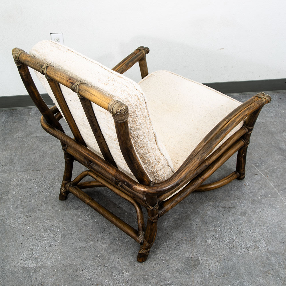 Mid Century Modern Lounge Chair McGuire Bamboo Boho Swivel Rattan Basket - Image 6