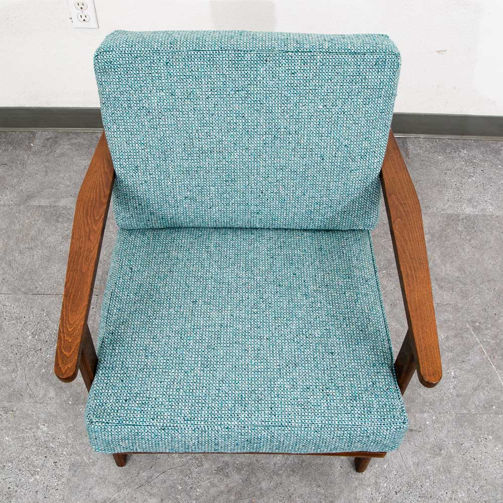 Mid Century Danish Modern Lounge Chair Armchair Blue Aqua Arms Mcm Denmark Japan - Image 7