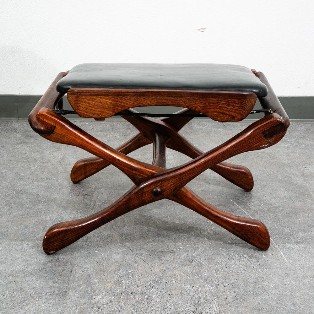 Mid Century Modern Lounge Chair Don Shoemaker Senal Swinger Rosewood Ottoman Arm - Image 7