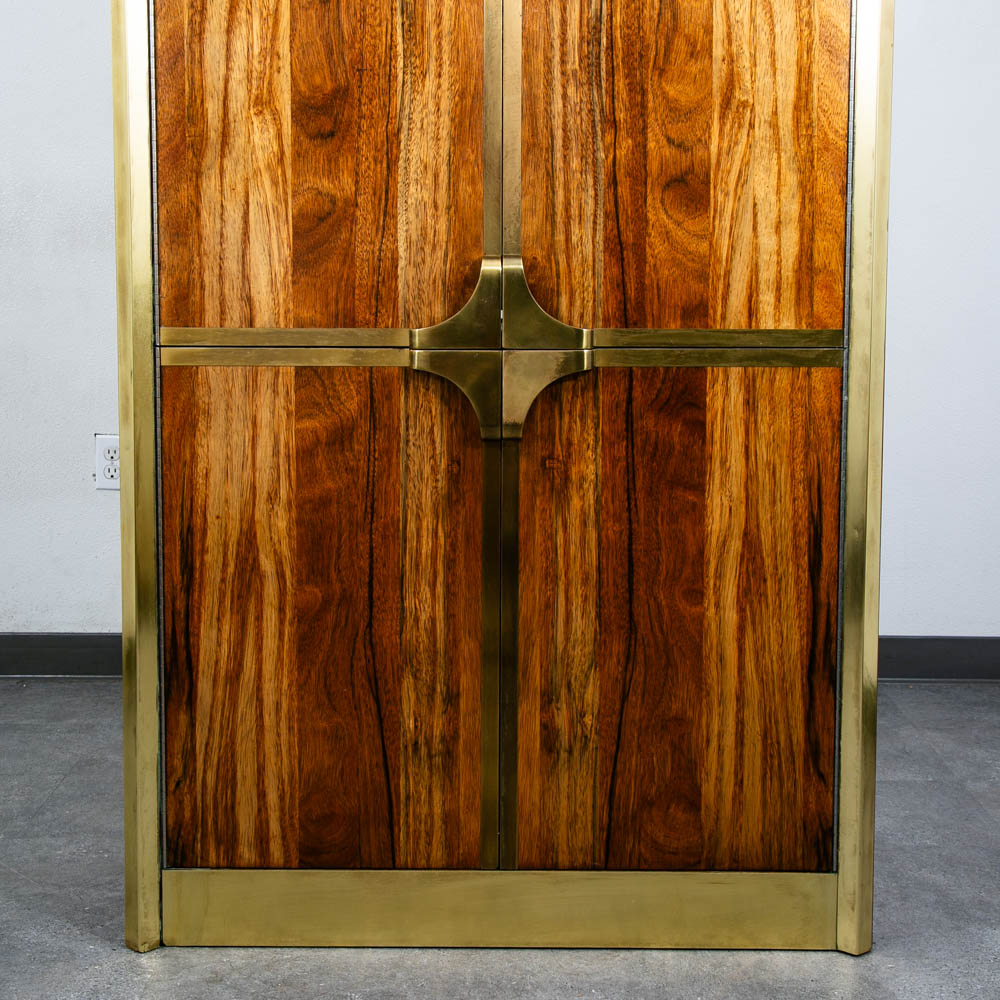 Mid Century Modern Armoire Cabinet Mastercraft Campaign Zebrano Solid Brass 70s - Image 6
