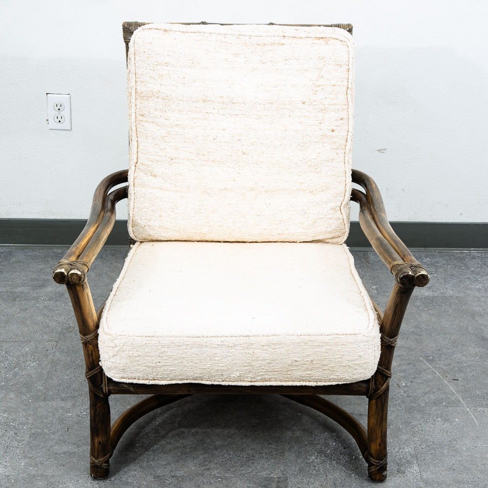 Mid Century Modern Lounge Chair McGuire Bamboo Boho Swivel Rattan Basket - Image 10